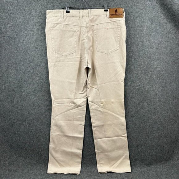 Thomas Cook Pants Mens 38 Tan Beige Western Designer Straight Casual Chino - Picture 5 of 11